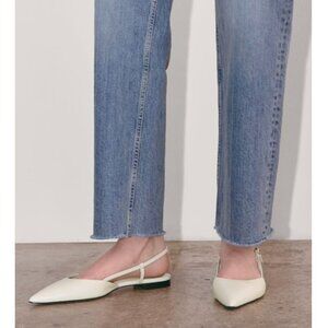 Everlane Women’s Size 9 White Leather Pointed Toe Slingback Flats Minimalist